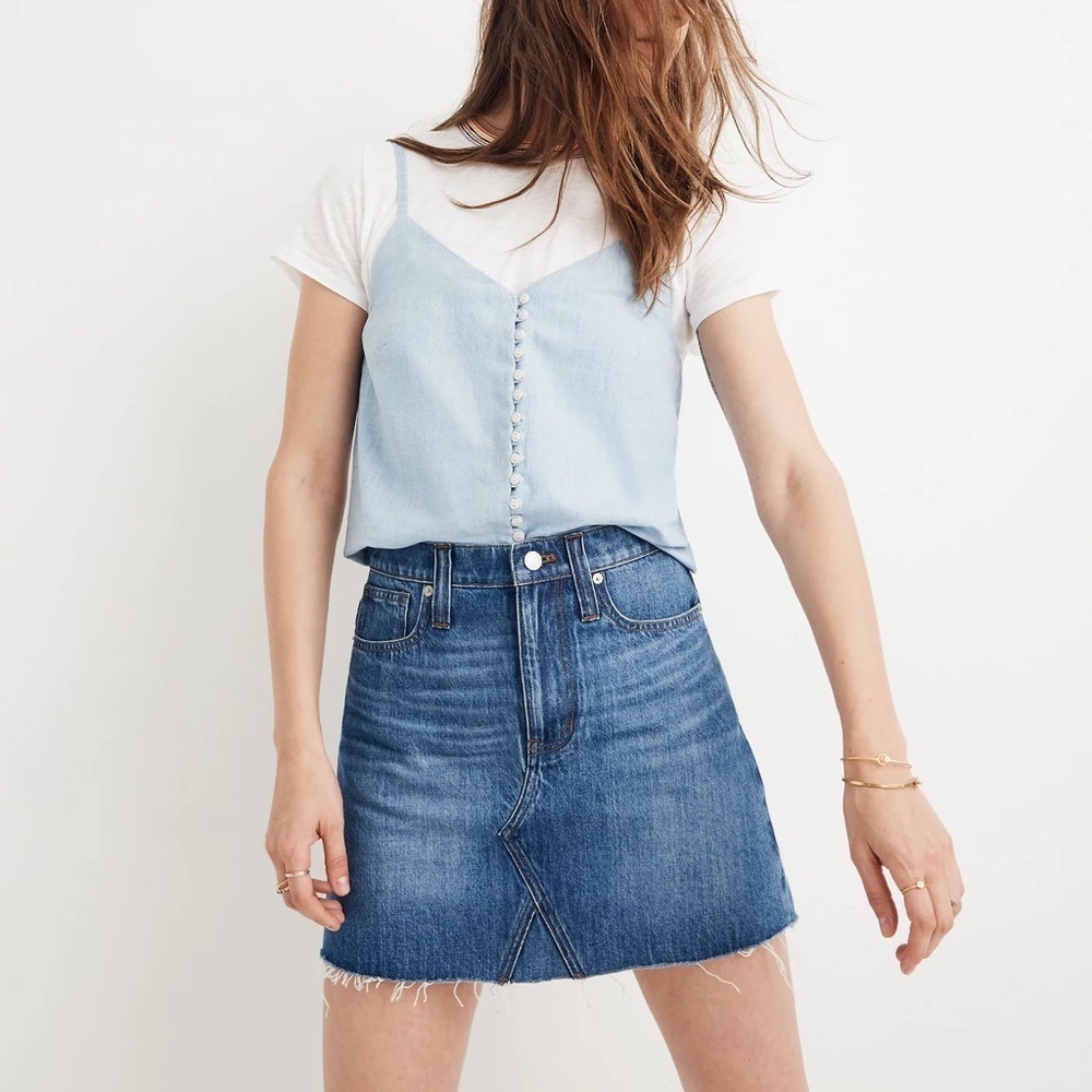 Madewell Rigid Denim A-Line Mini Skirt in Lakeline Wash: Eco Edition